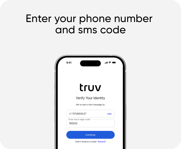 Enter your phone number and sms code